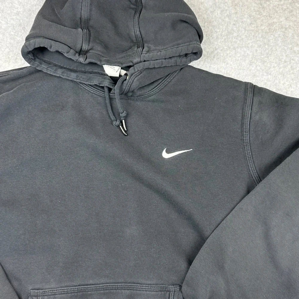 Nike Mens XL Embroidered Swoosh Hoodie Faded Black Pullover Fleece Sweatshirt
